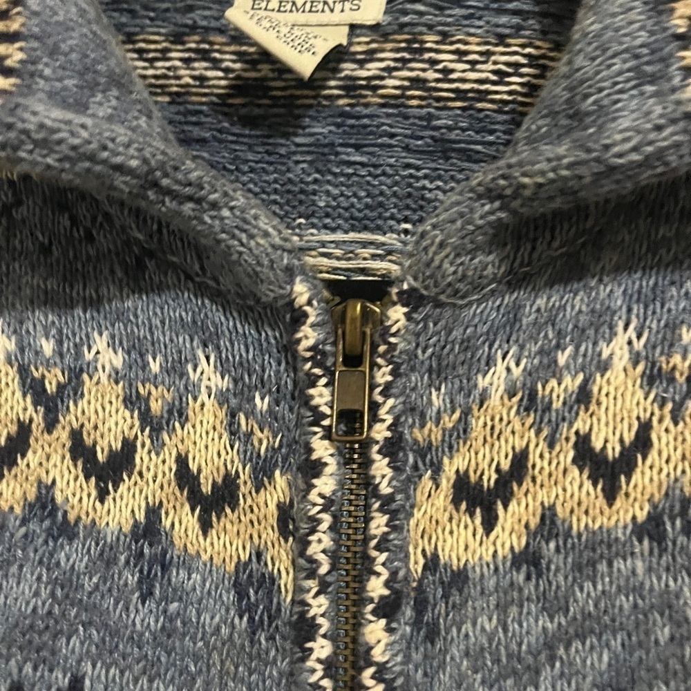 Element Blue and Tan Zip-Up Sweater Size M - Picture 2 of 6